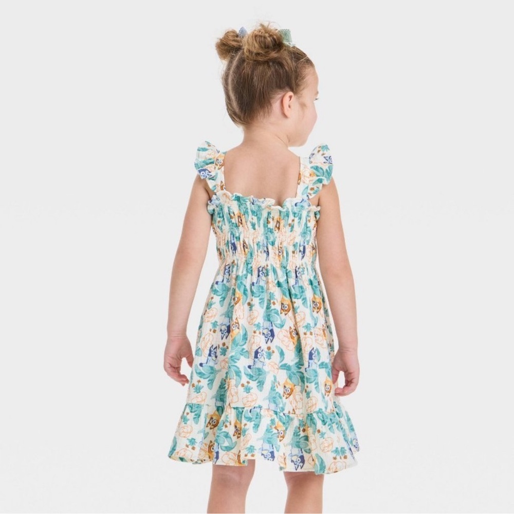 Bluey NEW Disney Tropical Printed Gauze Tiered Girls Toddler Sundress Size 2T - Picture 2 of 7
